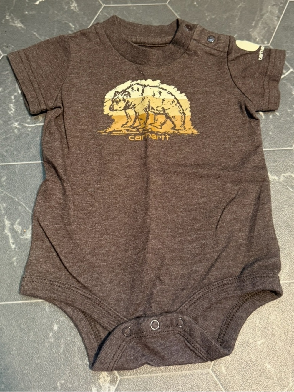 Carhartt Brown Baby Graphic Bear One-Piece Bodysuit